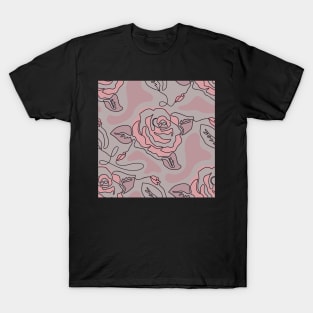 Mauve Rose Line Art T-Shirt